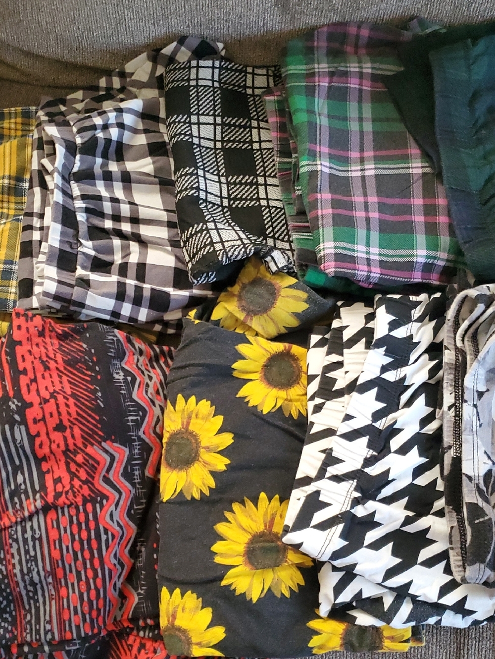 Leggings. 20 Pairs Assorted Printed Leggings Bundle - Sunflower. Plaid Halloween